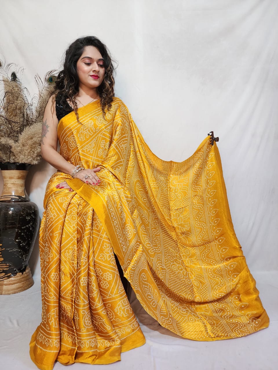 Modal Silk Bandhani Print Saree - Premium from Ethenika.com - Just INR 3490! Shop now at Ethenika.com