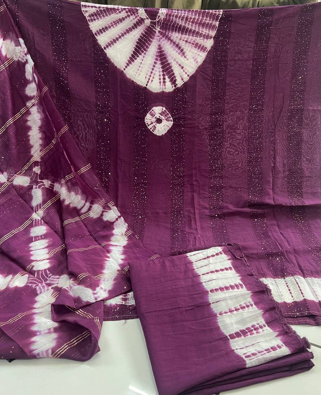 Pure Viscos Cotton Shibori 3 Pc Bandhani Dress Material (Unstitched) - Premium  from Ethenika.com  - Just INR 1490! Shop now at Ethenika.com