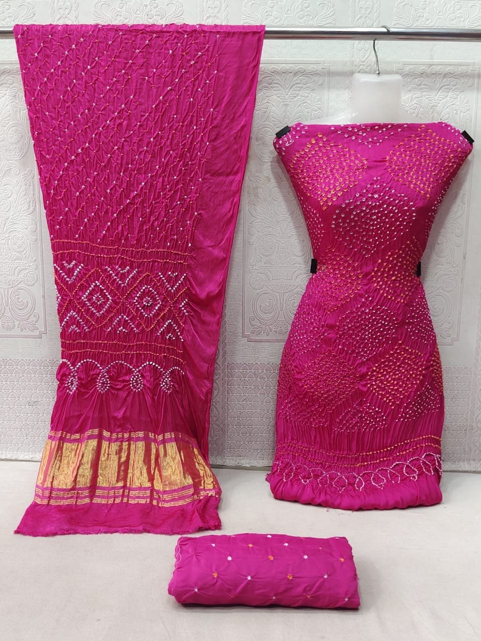 Ethenika Modal Ghazi Silk Original Kutch Hand Crafted Bandhani Dress Material - Premium from Ethenika.com - Just INR 6990! Shop now at Ethenika.com