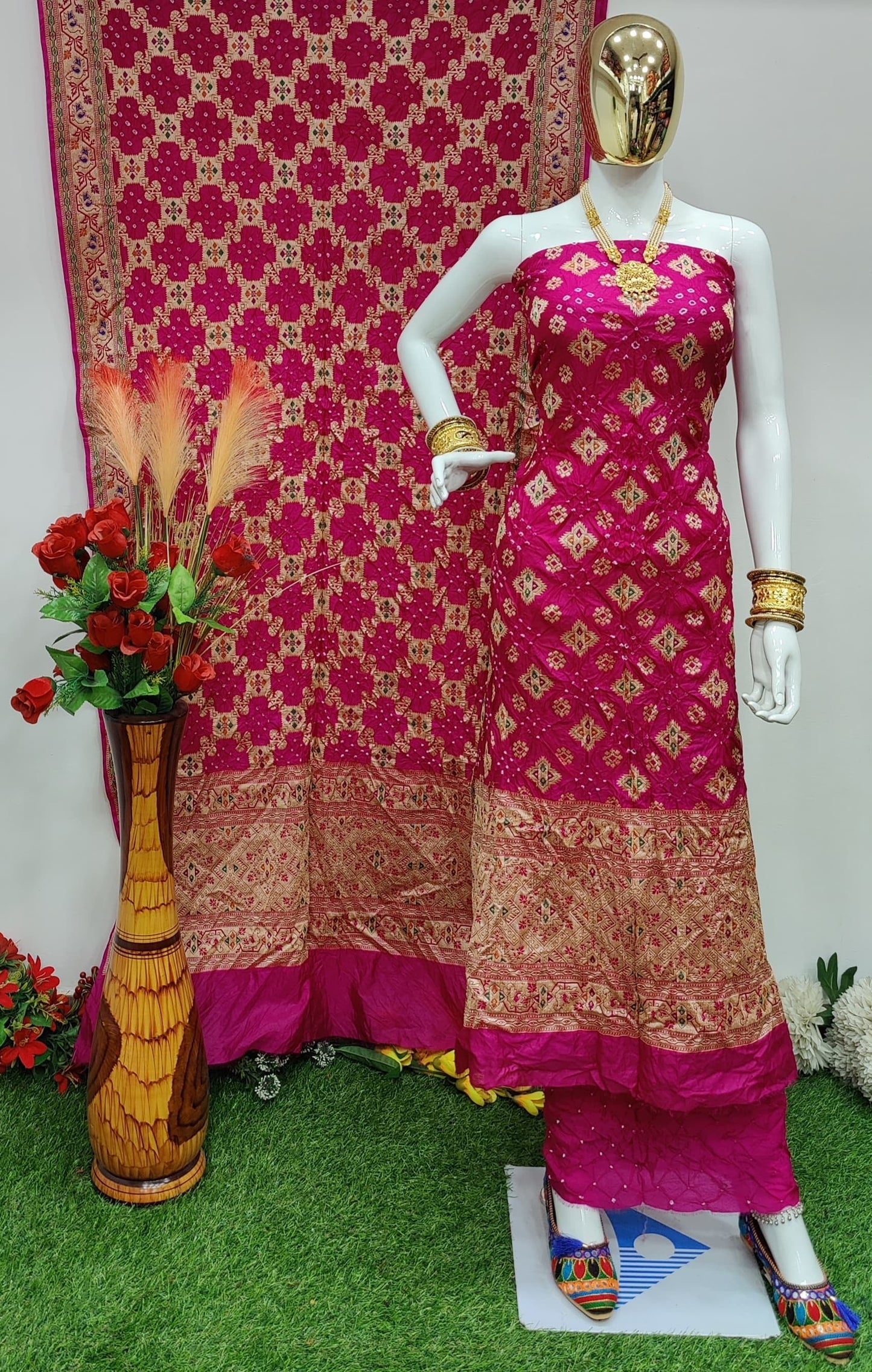 Dhupiyan Silk Jamevali Work Bandhani Dress Material - Premium  from Ethenika.com - Just INR 4990! Shop now at Ethenika.com