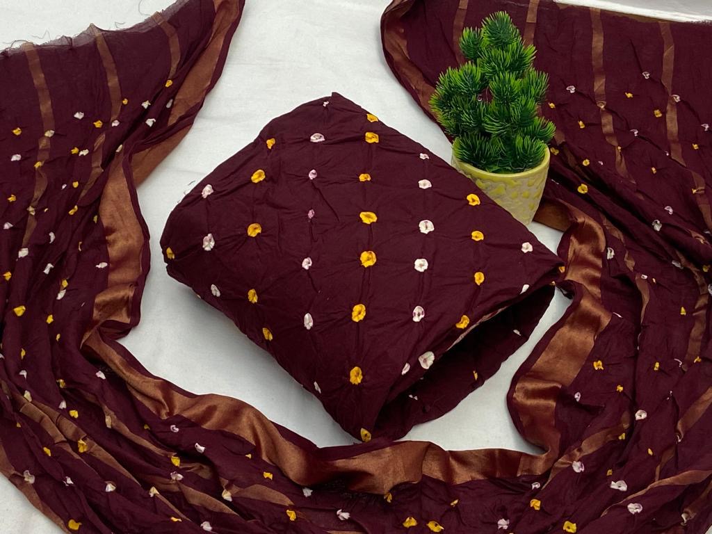 Cotton Satin Self Color Bandhani Material - Premium from Ethenika.com - Just INR 1390! Shop now at Ethenika.com