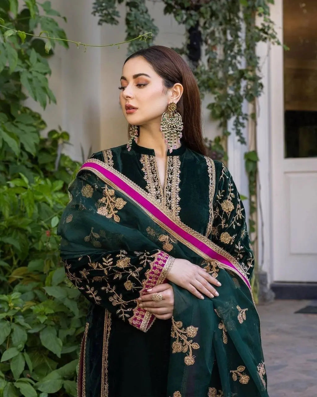 Thread Embroided winter Velvet Kurti Pant Dupatta Set (Stitched) - Premium from Ethenika.com - Just INR 2490! Shop now at Ethenika.com