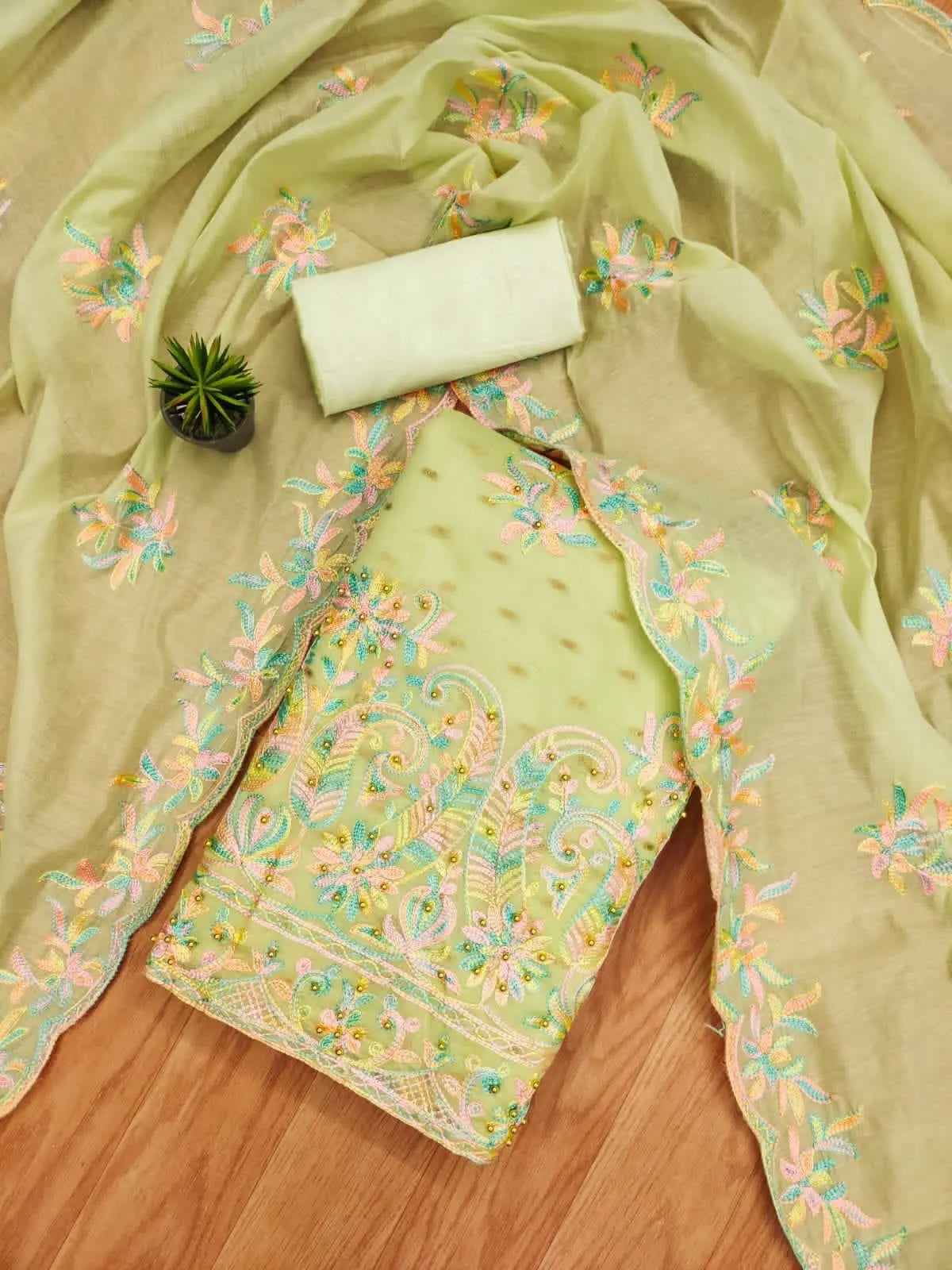 Chanderi Silk Doby and Embroidery work Dress Material (Unstitched) - Premium  from Ethenika.com - Just INR 1690! Shop now at Ethenika.com