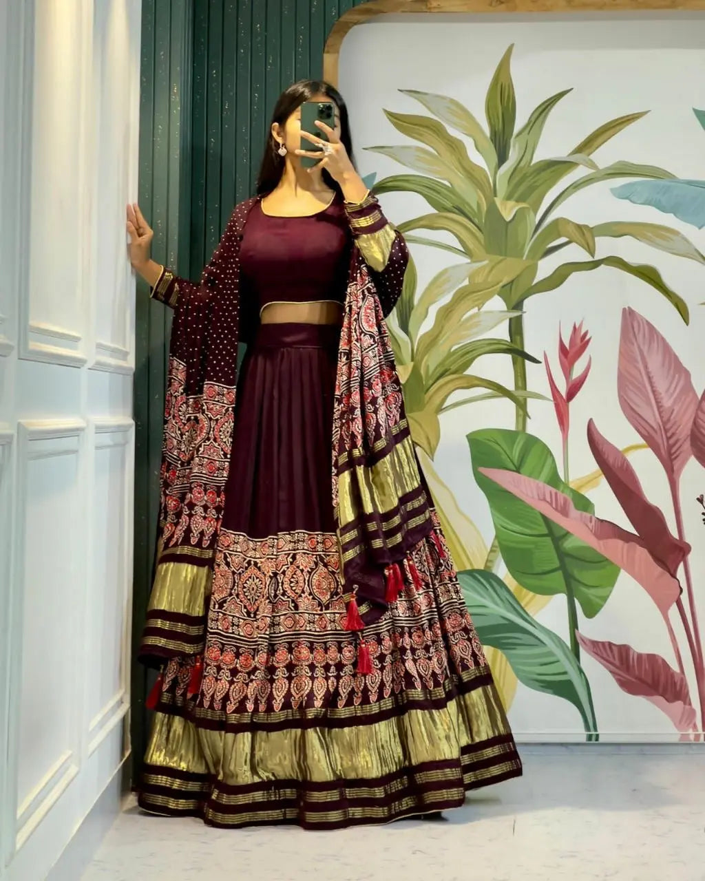 Modal Authentic Hand Blocked Ajrakh work Navratri Special Chaniya Choli - Premium from Ethenika.com - Just INR 6990! Shop now at Ethenika.com