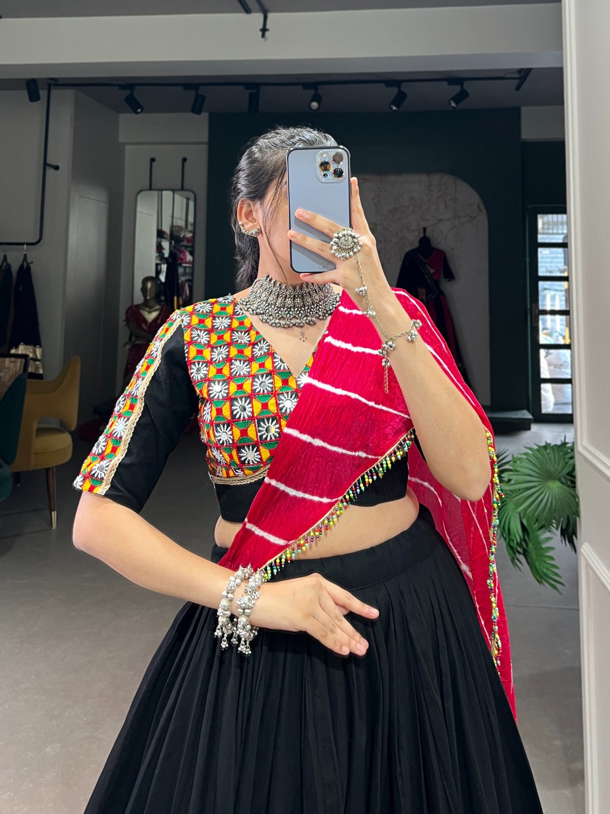Rayon Printed with Gamthi Work Authentic Gujrati Navratri Chaniya Choli - Premium from Ethenika.com - Just INR 4990! Shop now at Ethenika.com