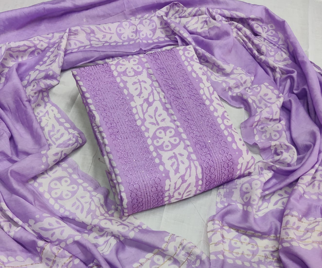Silk Anchor Stitching Batik Dress Material (Unstitched) - Premium from Ethenika.com - Just INR 1790! Shop now at Ethenika.com