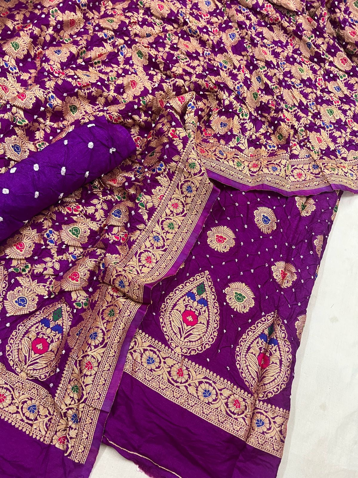 Dhupian Silk Authentic Kasab work Bandhani Dress Material (Unstitched) - Premium  from Ethenika.com  - Just INR 4990! Shop now at Ethenika.com