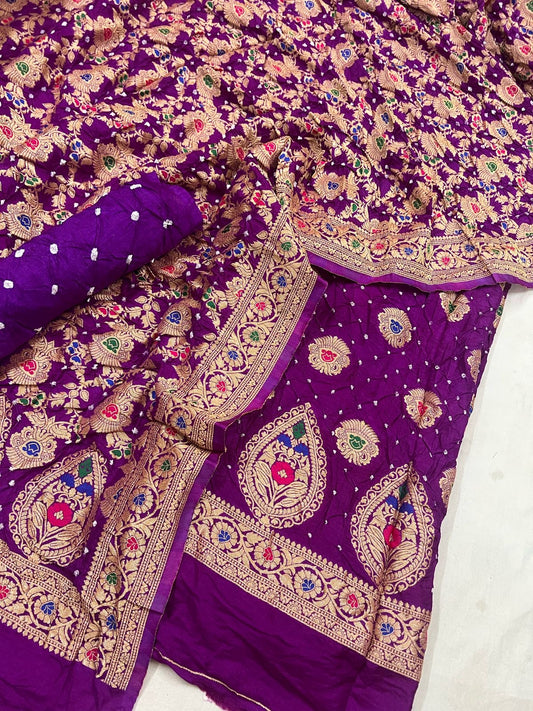 Dhupian Silk Authentic Kasab work Bandhani Dress Material (Unstitched) - Premium  from Ethenika.com  - Just INR 4990! Shop now at Ethenika.com