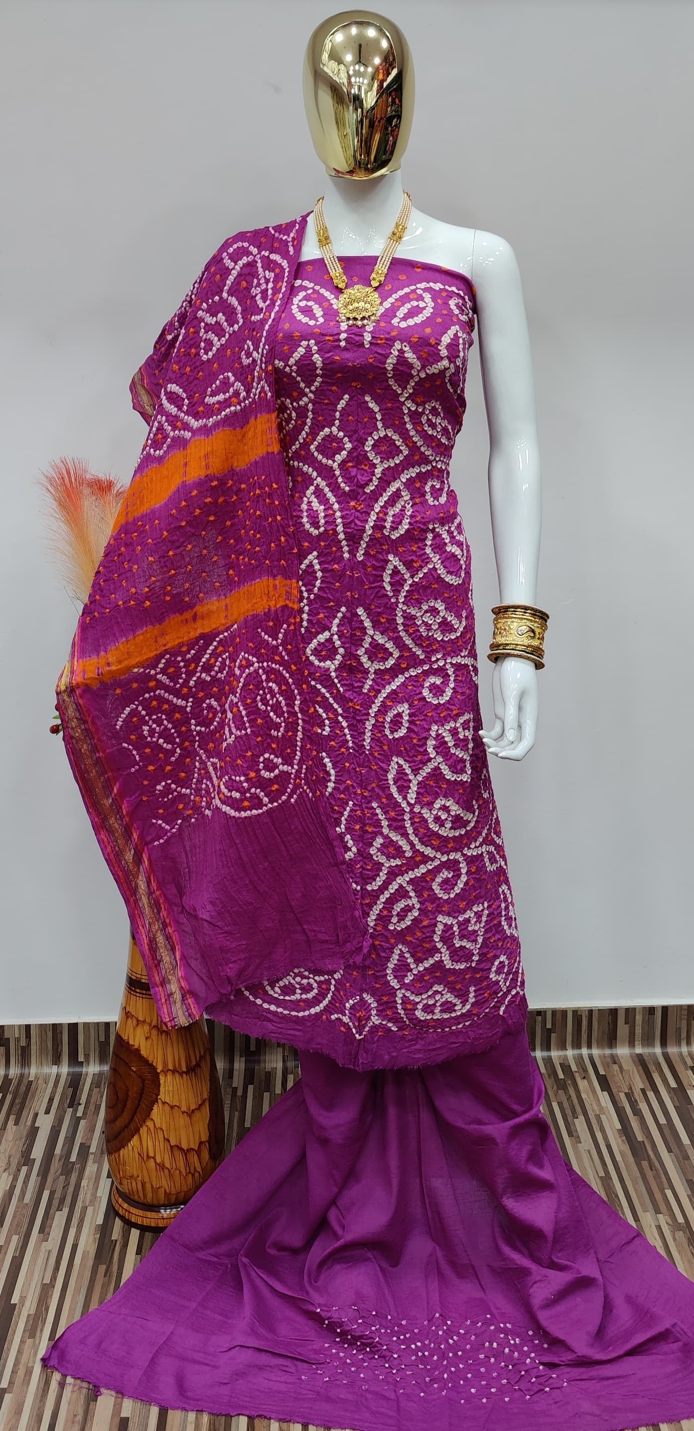 Cotton Satin Barik Bandhej Work Bandhani Dress Material - Premium  from Ethenika.com - Just INR 2190! Shop now at Ethenika.com