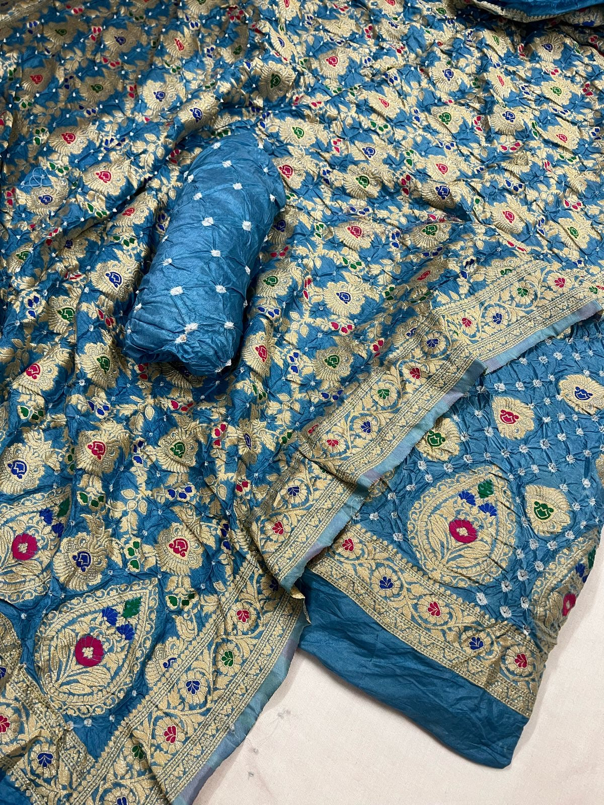 Dhupian Silk Authentic Kasab work Bandhani Dress Material (Unstitched) - Premium  from Ethenika.com  - Just INR 4990! Shop now at Ethenika.com