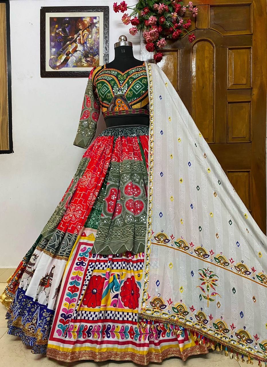 Butter Silk Heavy Gujrati Kutchi work Navratri Special Chaniya Choli