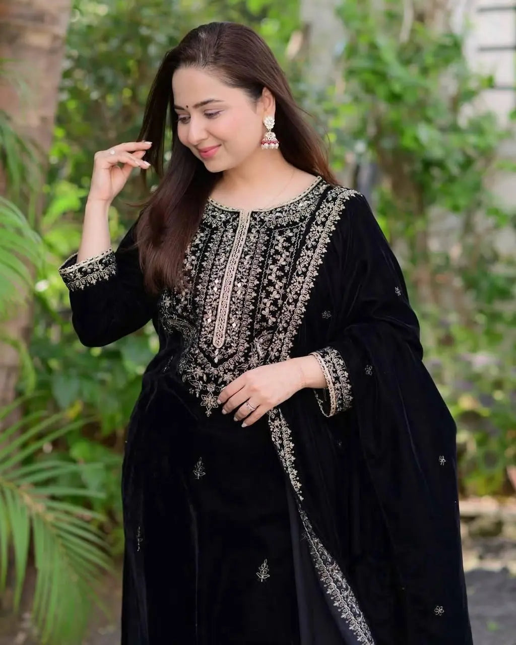 Ethenika Thread Embroidery Work Winter Wear Velvet Suit for Women - Premium  from Ethenika.com  - Just INR 3990! Shop now at Ethenika.com