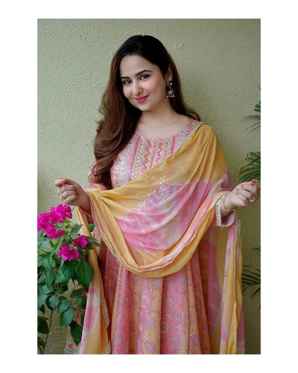 Beautiful Digital print with Embroidery lace work Anarkali Kurti with Sharara Dupatta Set ( Stitched) - Premium from Ethenika.com - Just INR 2590! Shop now at Ethenika.com