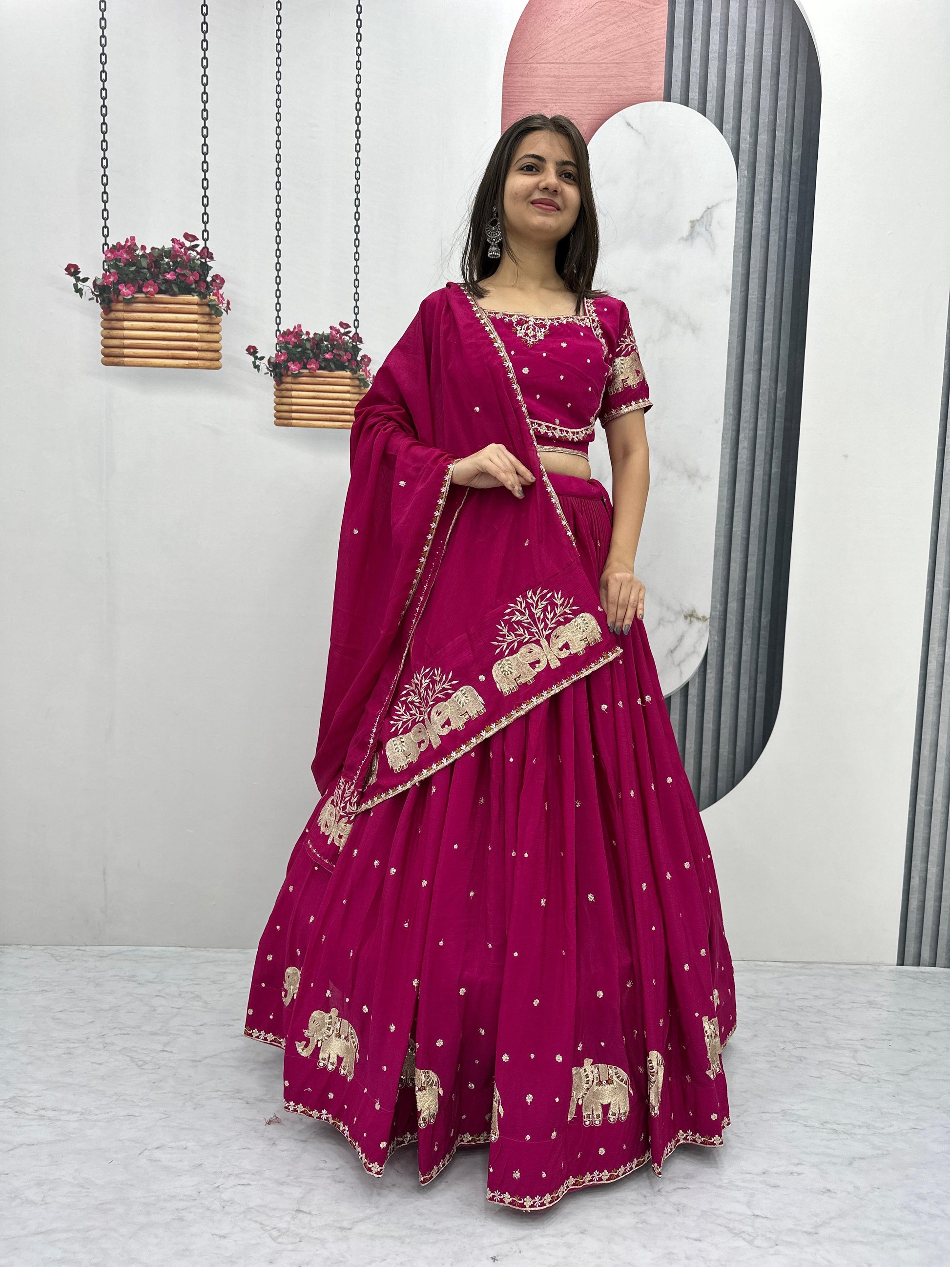 Chinon Thread Embroidery work Chaniya Choli - Premium  from Ethenika.com  - Just INR 3990! Shop now at Ethenika.com