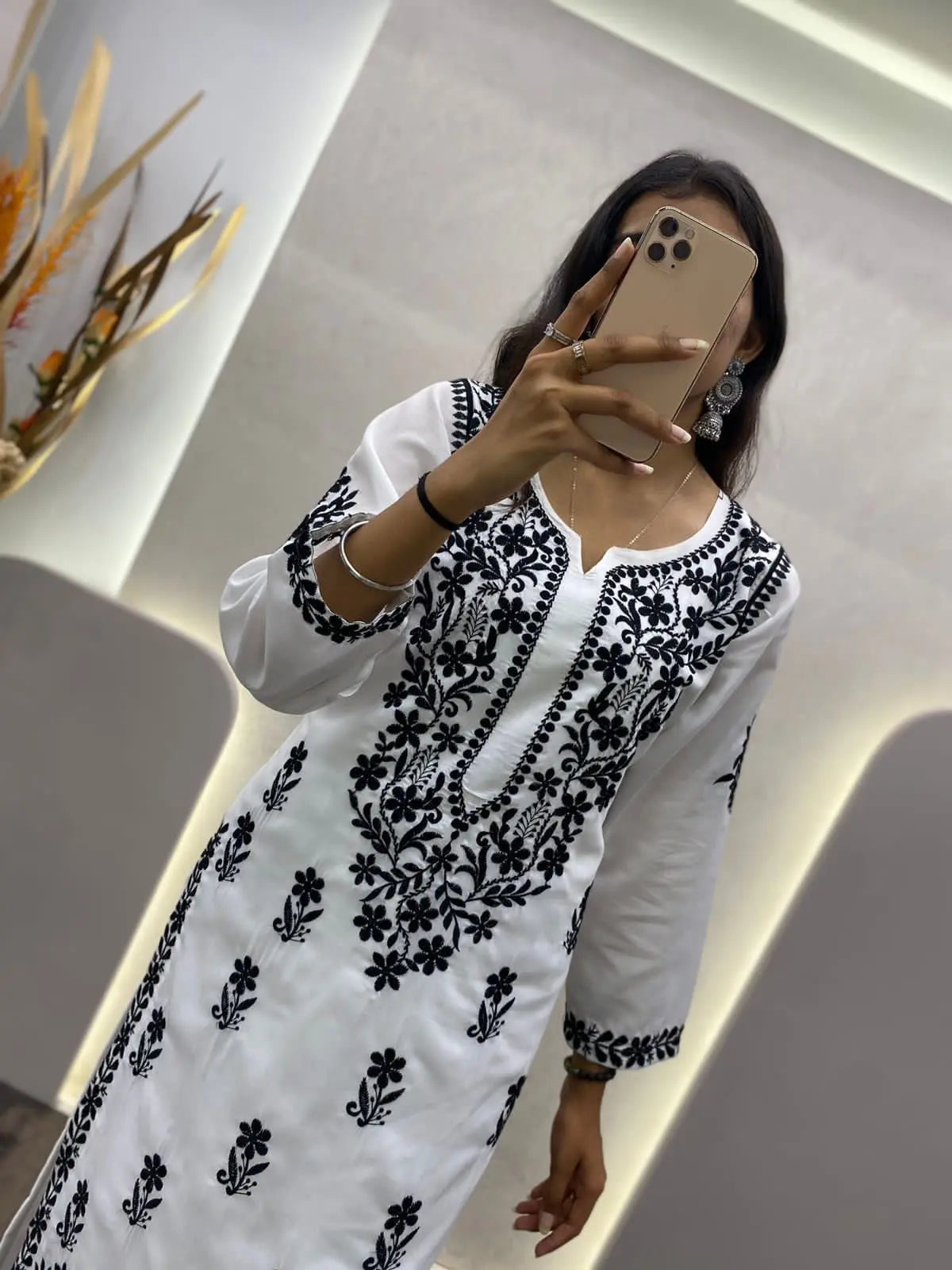 Muslin Chikankari Kurti Pant Set - Premium from Ethenika.com - Just INR 1890! Shop now at Ethenika.com