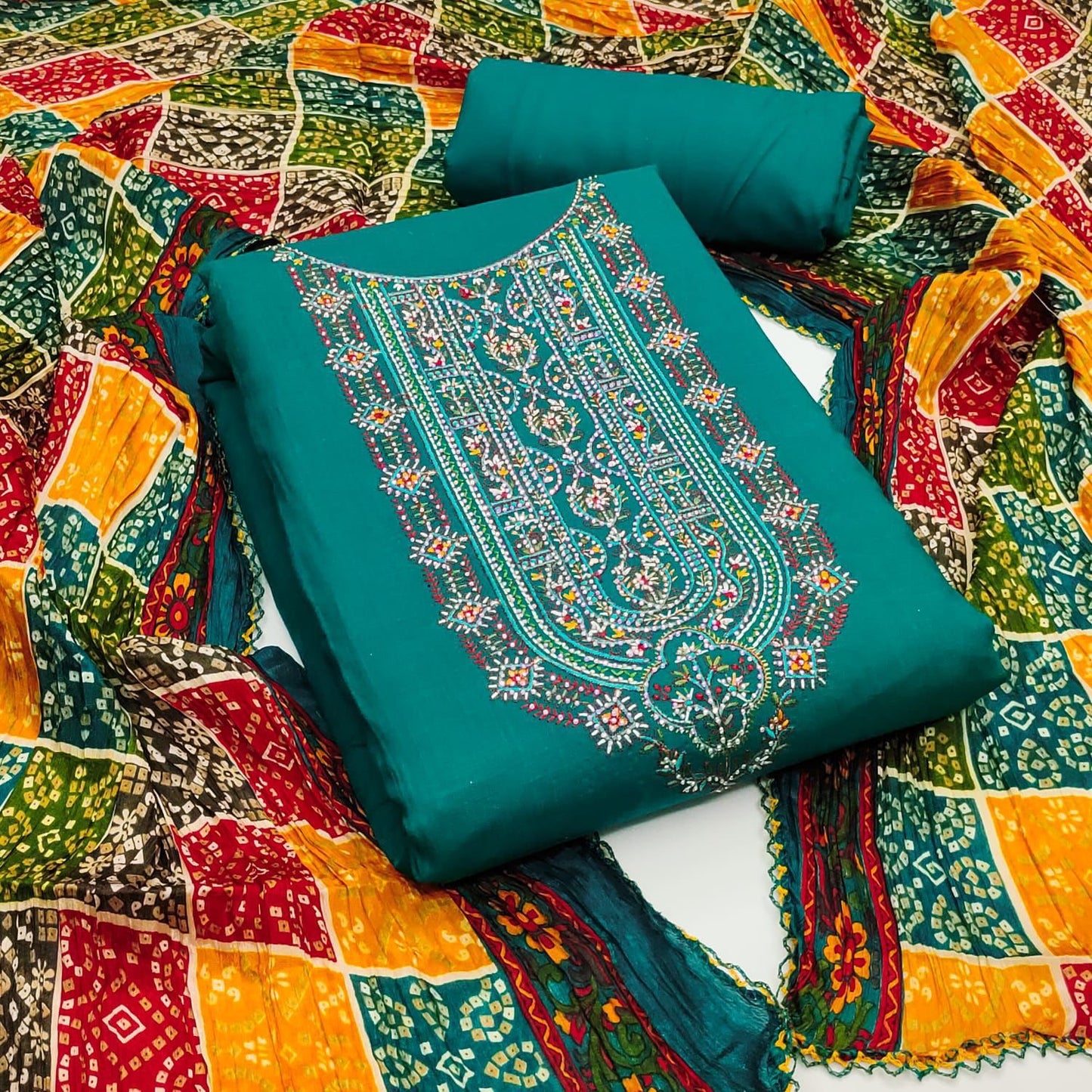 Rayon Cotton Neck work Dress Material (Unstitched) - Premium from Ethenika.com - Just INR 1590! Shop now at Ethenika.com