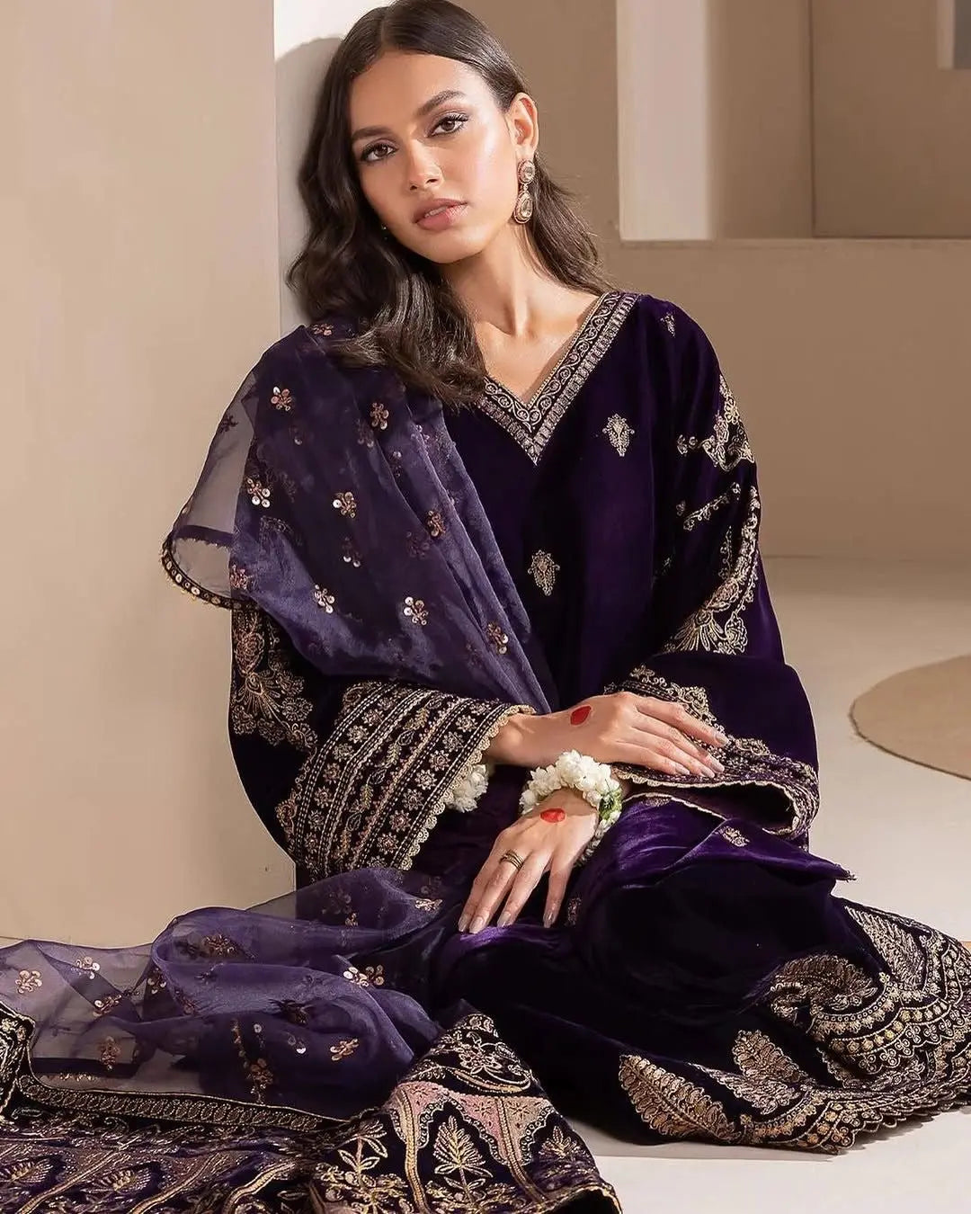 Sequence Embroidery work Winter Wear Velvet Suit - Premium from Ethenika.com - Just INR 3990! Shop now at Ethenika.com