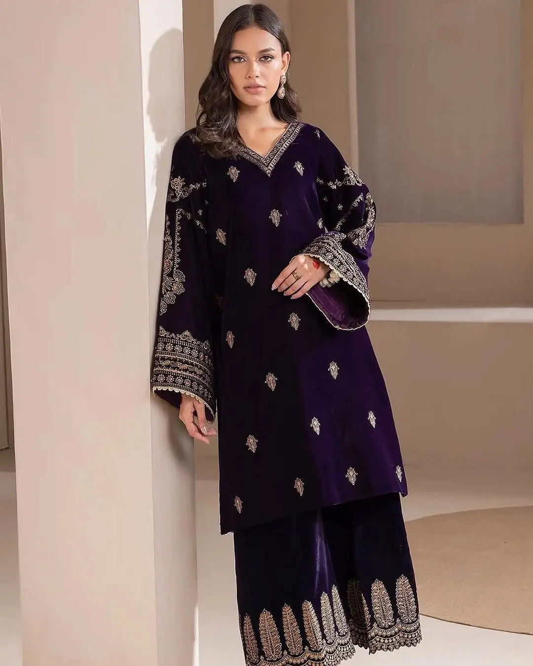 Sequence Embroidery work Winter Wear Velvet Suit - Premium from Ethenika.com - Just INR 3990! Shop now at Ethenika.com