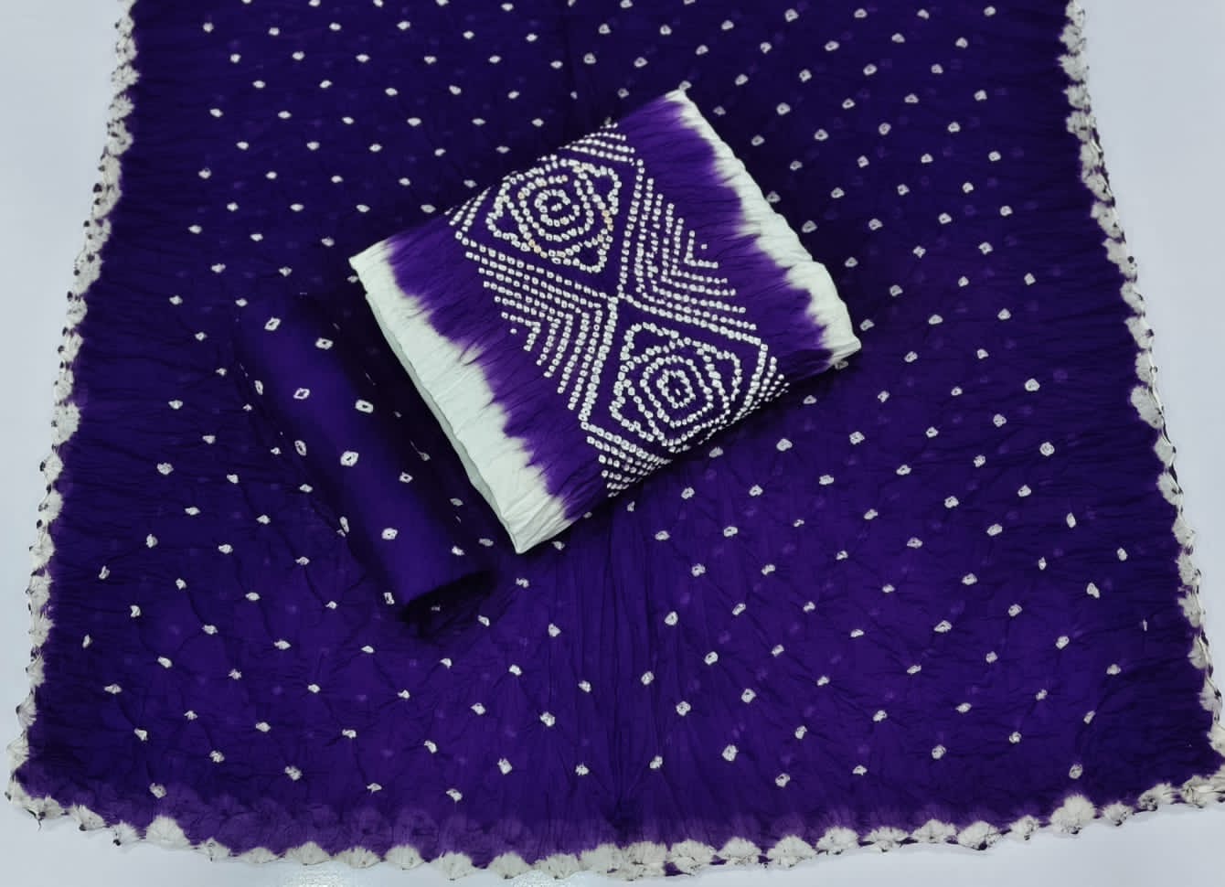 Cotton Satin White Concept Bandhani Dress Material - Premium from Ethenika.com - Just INR 1490! Shop now at Ethenika.com