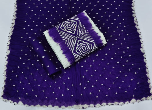 Cotton Satin White Concept Bandhani Dress Material - Premium  from Ethenika.com - Just INR 1490! Shop now at Ethenika.com