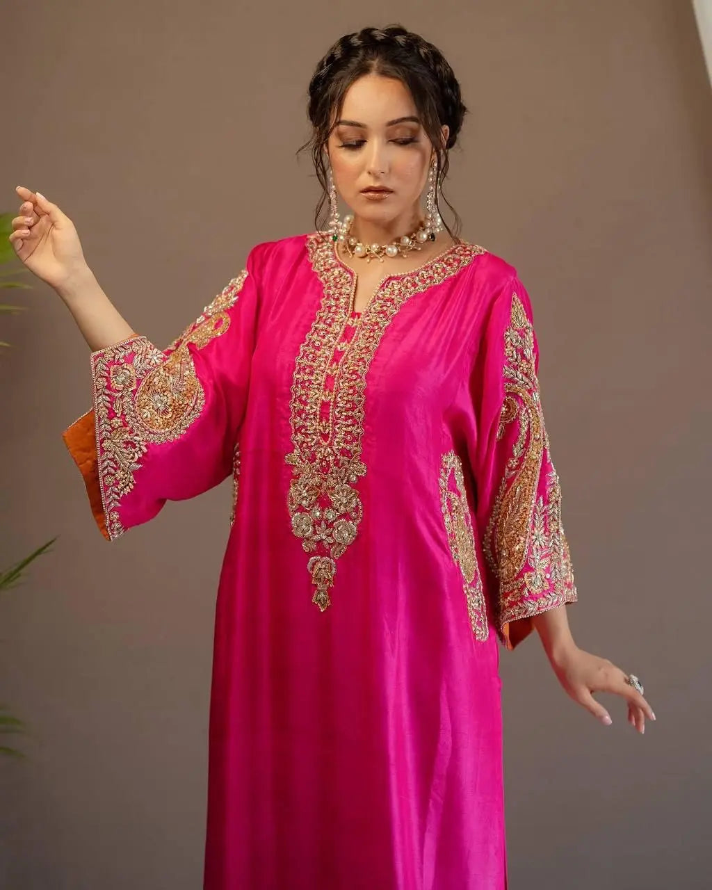Heavy Chinon Sequence Embroidery work Kurti Palazzo Set (Stitched) - Premium from Ethenika.com - Just INR 2990! Shop now at Ethenika.com