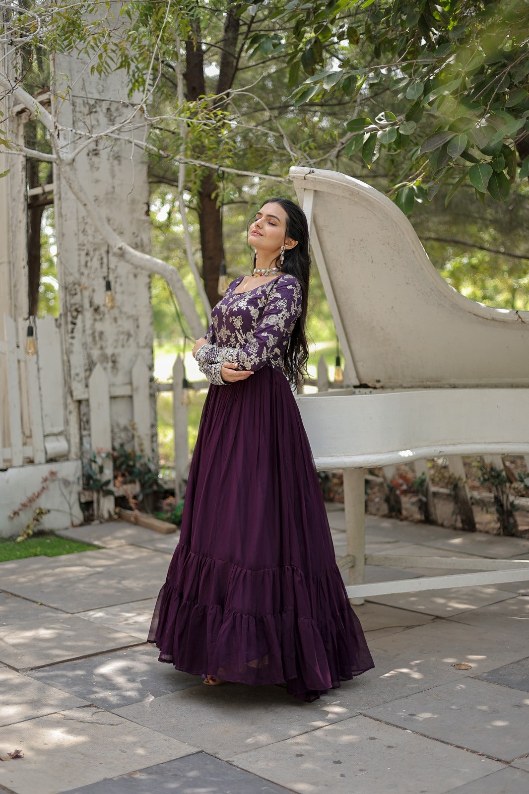 Viscos Jeckard Sequence Work Womens Gown (Stitched) - Premium from Ethenika.com - Just INR 1890! Shop now at Ethenika.com