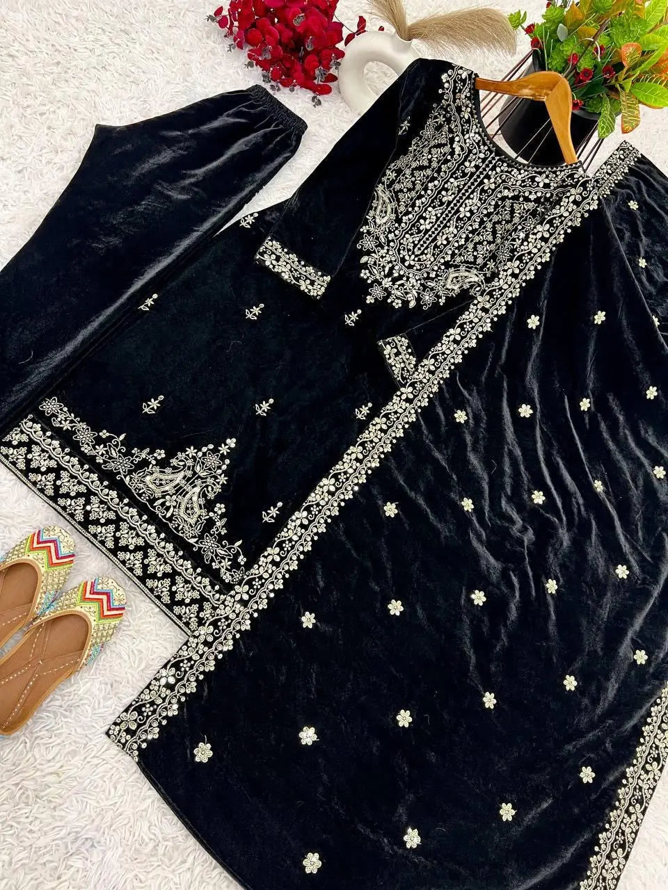 Ethenika Thread Embroidery Work Winter Wear Velvet Suit for Women - Premium  from Ethenika.com  - Just INR 3990! Shop now at Ethenika.com