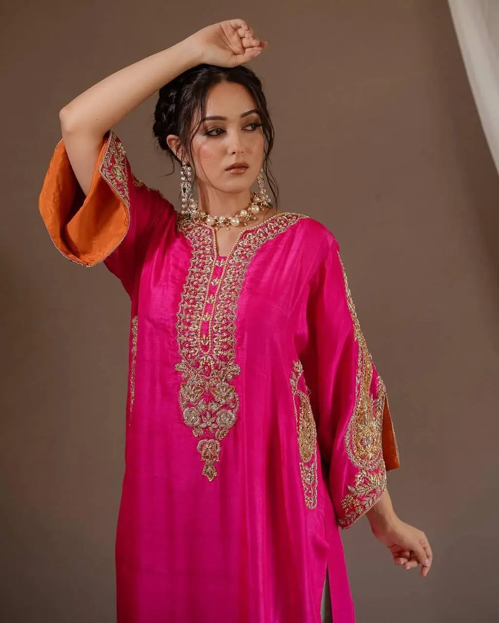 Heavy Chinon Sequence Embroidery work Kurti Palazzo Set (Stitched) - Premium from Ethenika.com - Just INR 2990! Shop now at Ethenika.com