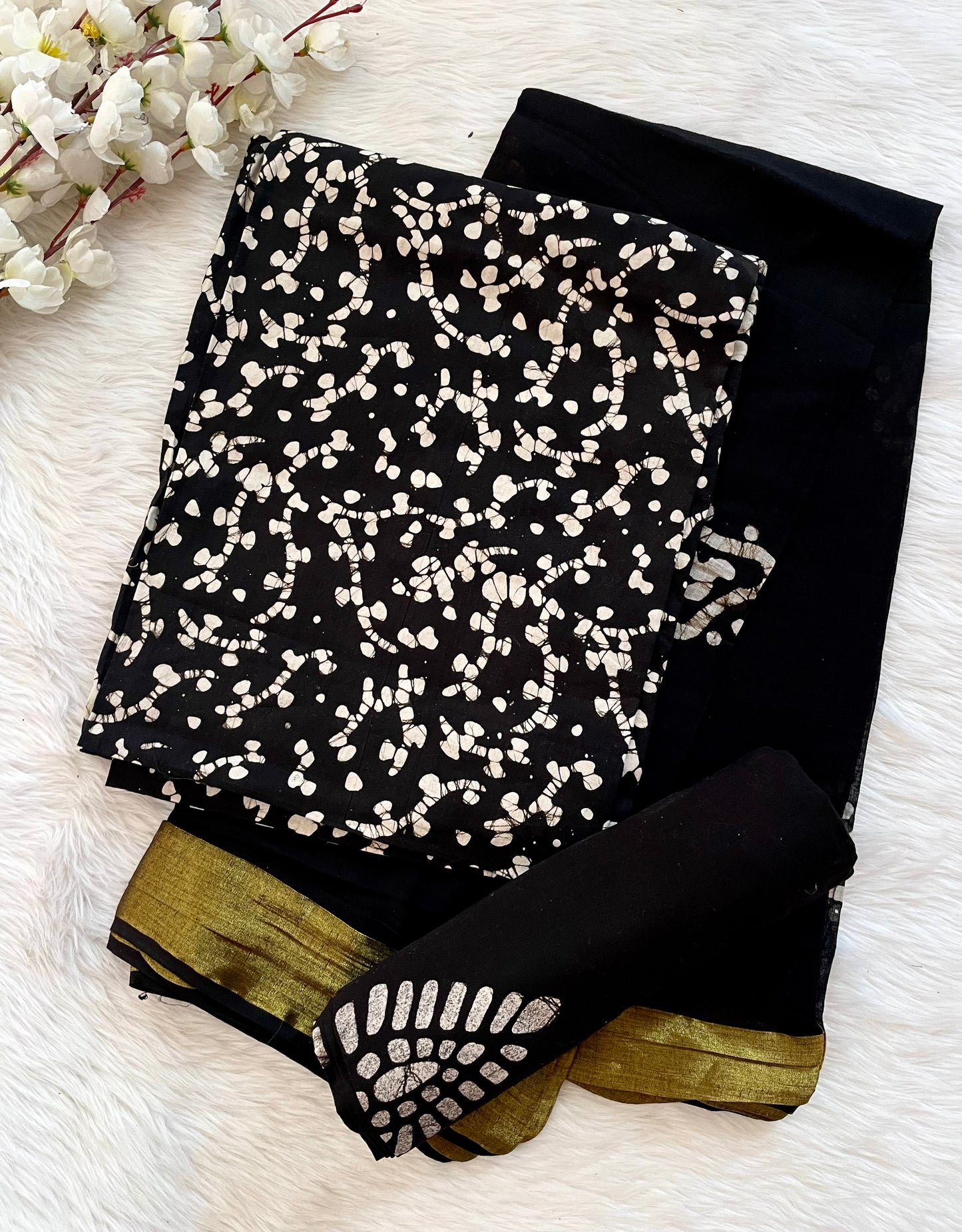 Cotton Hand Blocked Wax Batik Dress Material - Premium from Ethenika.com - Just INR 1390! Shop now at Ethenika.com