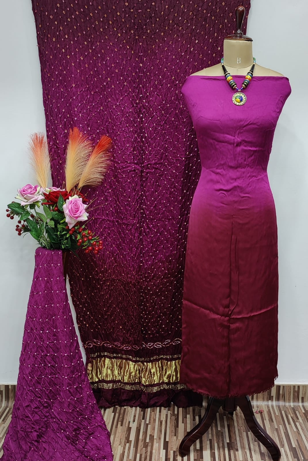 Modal Silk Heavy Kutch Bandhani Dress Material - Premium  from Ethenika.com - Just INR 4990! Shop now at Ethenika.com