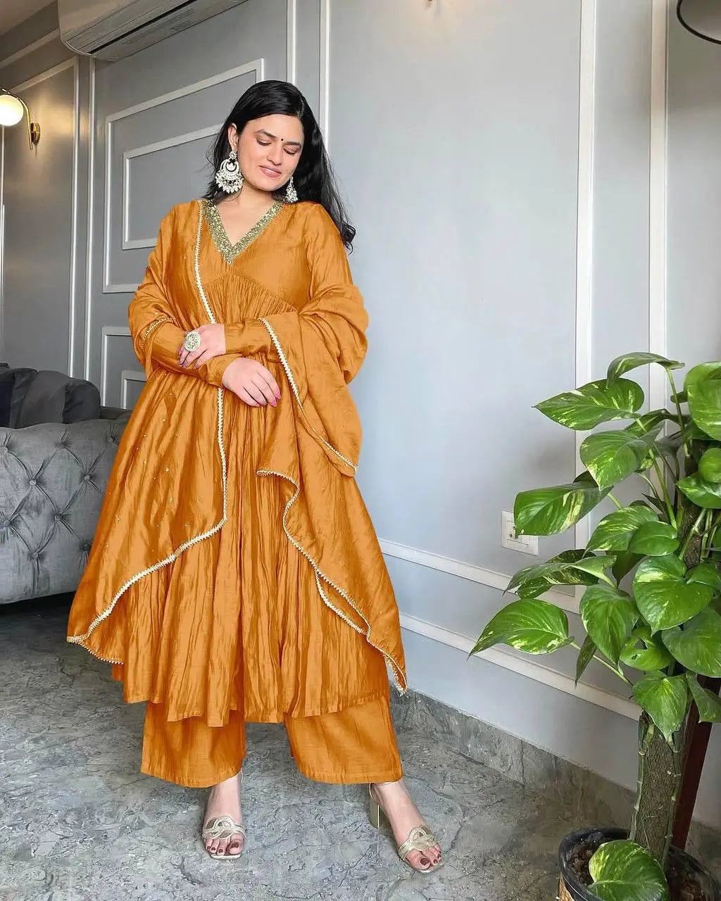 Chinon Silk Alia Cut Ready to Wear Anarkali Gown - Premium from Ethenika.com - Just INR 2590! Shop now at Ethenika.com