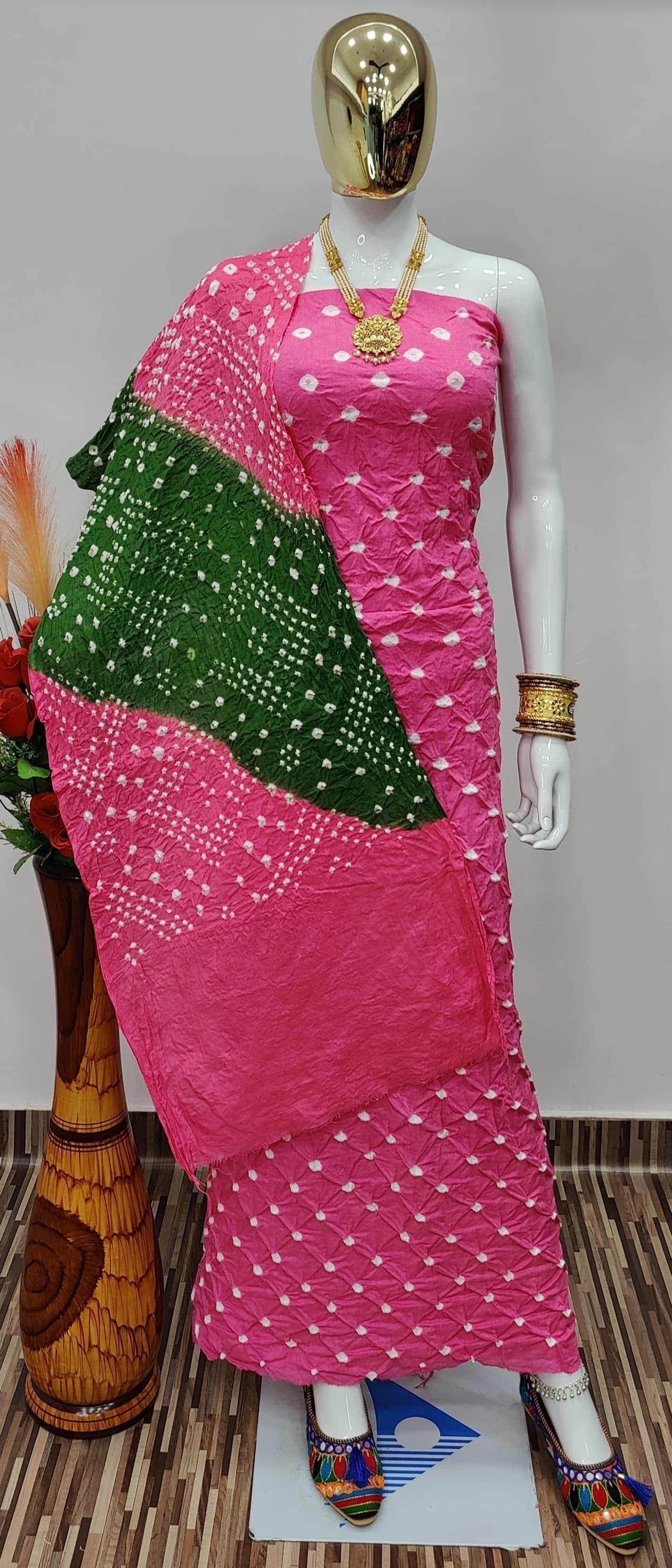 Cotton Satin Contrast Self Kutch Bandhani Dress Material - Premium  from Ethenika.com - Just INR 1590! Shop now at Ethenika.com