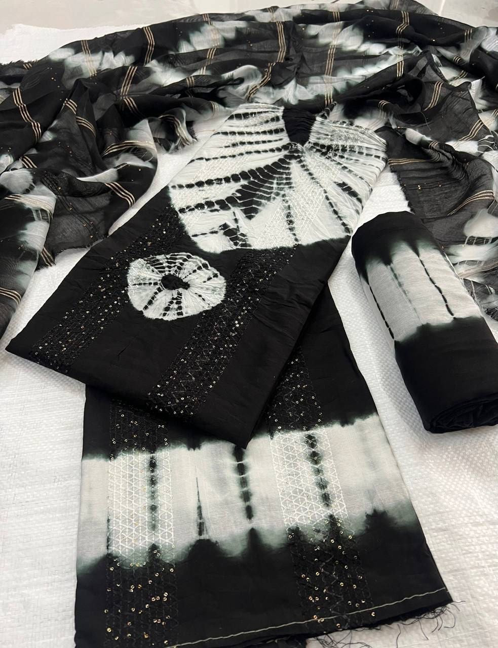 Pure Viscos Cotton Shibori 3 Pc Bandhani Dress Material (Unstitched) - Premium  from Ethenika.com  - Just INR 1490! Shop now at Ethenika.com