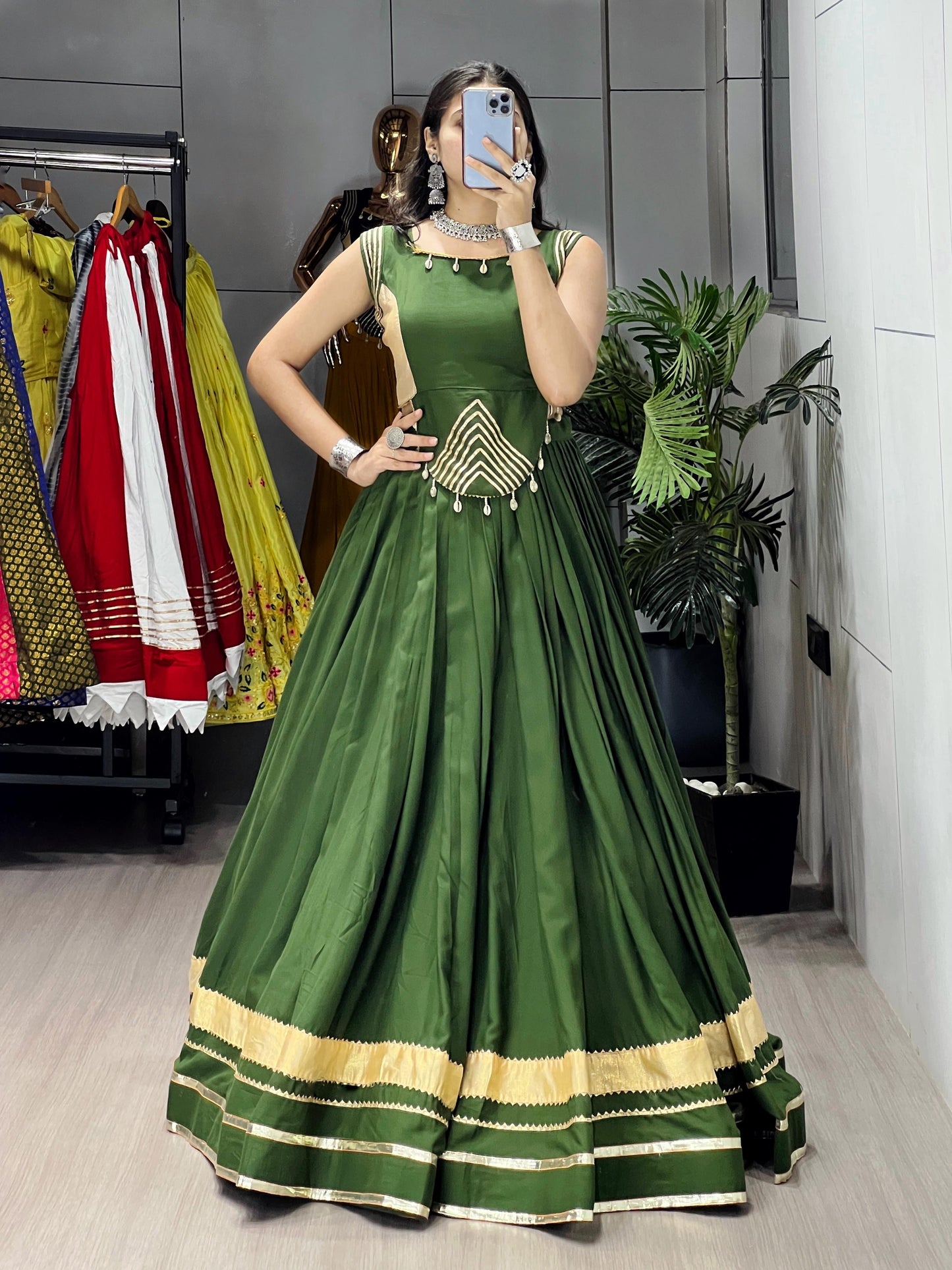 Rayon Gota Patti With Kodi Work Designer Navratri Chaniya Choli (Ready To Wear)