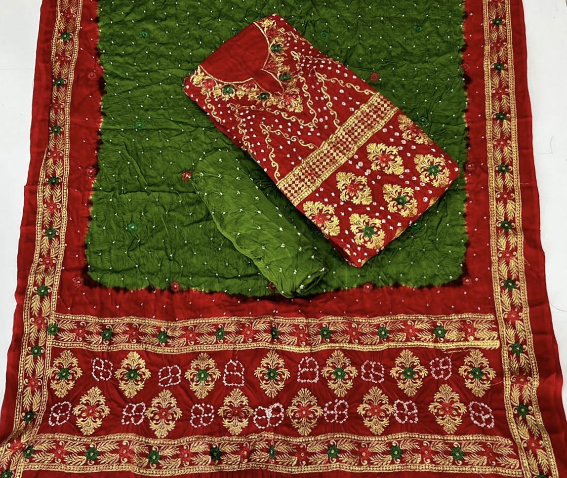 Modal Gazi Silk Kasab work Bandhani Dress Material - Premium from Ethenika.com - Just INR 4990! Shop now at Ethenika.com