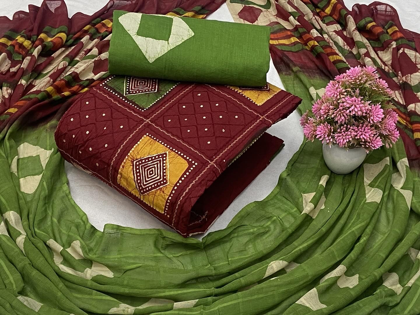 Soft Cotton Printed with Mirror work Dress Material ( Unstitched) - Premium  from Ethenika.com - Just INR 1590! Shop now at Ethenika.com