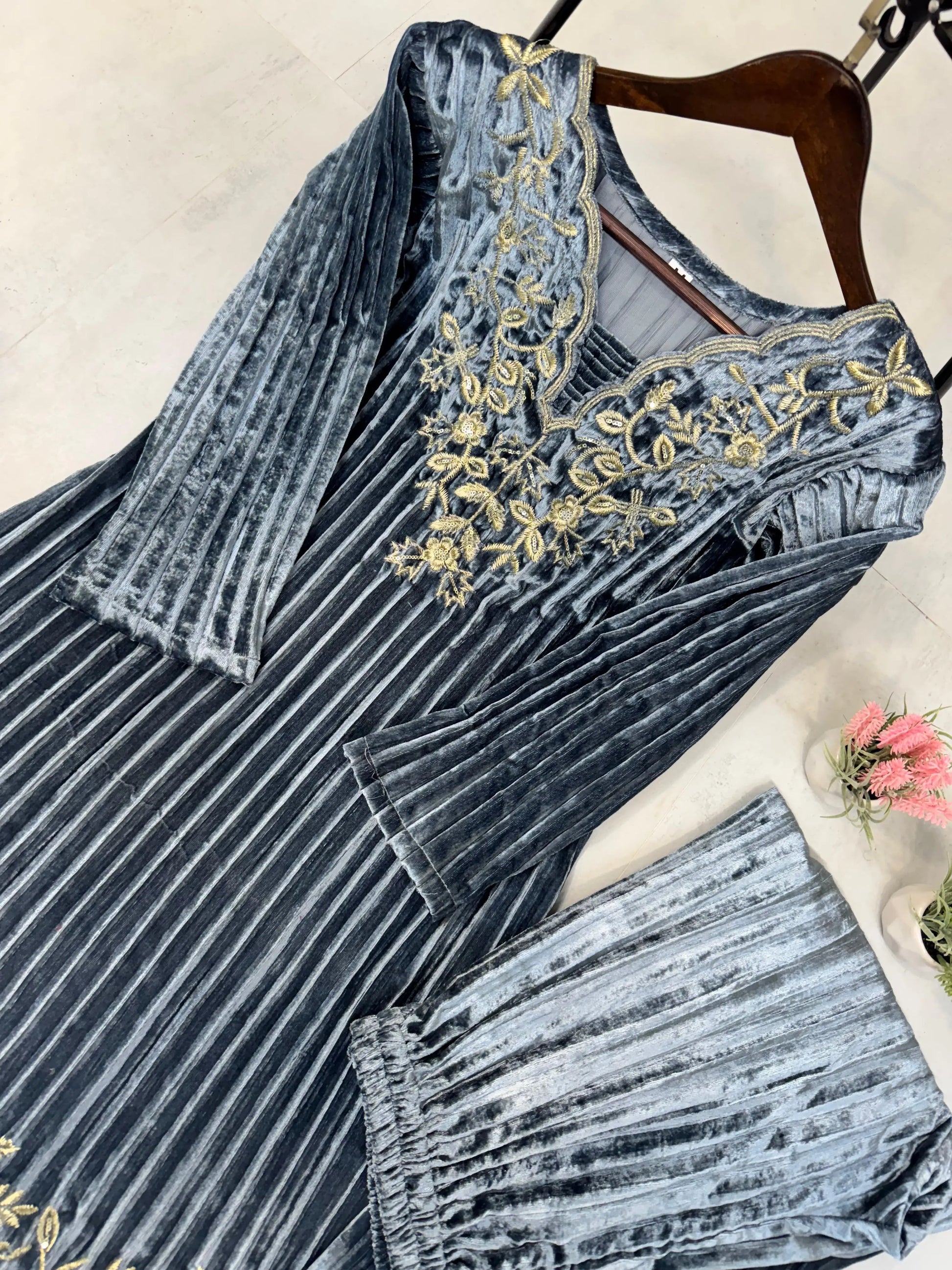 Ethenika Premium Embroidery work Winter Wear Velvet Suit - Premium  from Ethenika.com  - Just INR 2990! Shop now at Ethenika.com