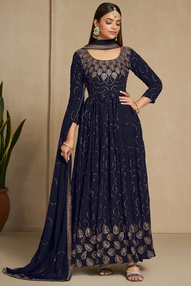 Faux Georgette Sequence Zari Embroidery Work Flair Kurti Dupatta set - Premium from Ethenika.com - Just INR 4990! Shop now at Ethenika.com