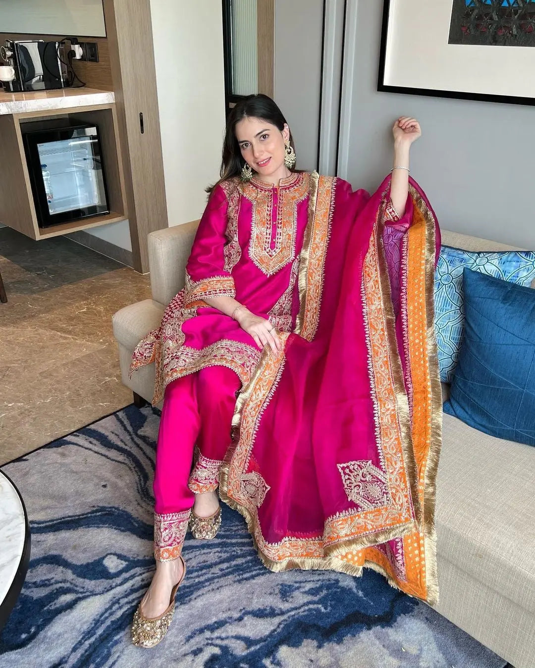 Fancy Lace Heavy Embroidery work Kurti Pant Dupatta Set - Premium from Ethenika.com - Just INR 2490! Shop now at Ethenika.com