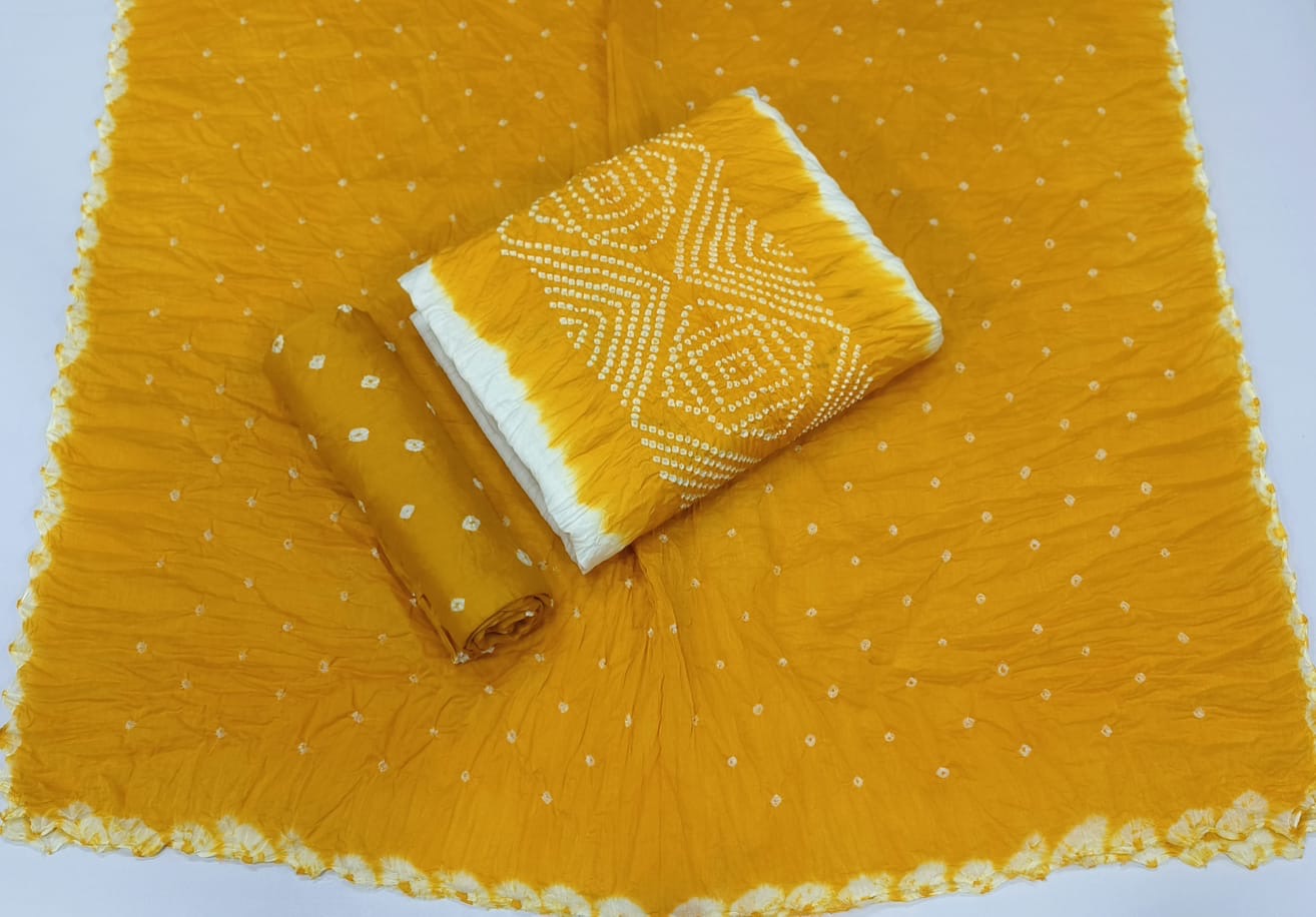 Cotton Satin White Concept Bandhani Dress Material - Premium from Ethenika.com - Just INR 1490! Shop now at Ethenika.com