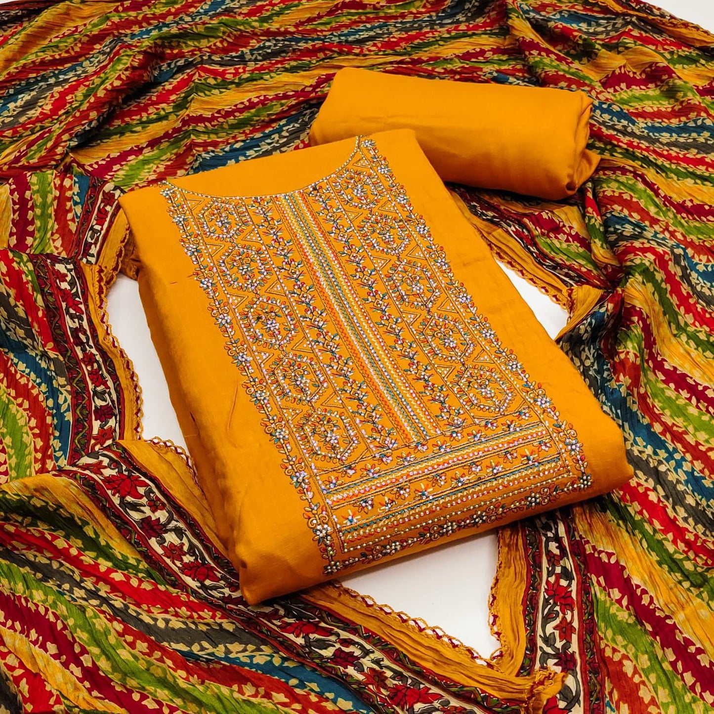 Rayon Cotton Neck work Dress Material (Unstitched) - Premium from Ethenika.com - Just INR 1590! Shop now at Ethenika.com