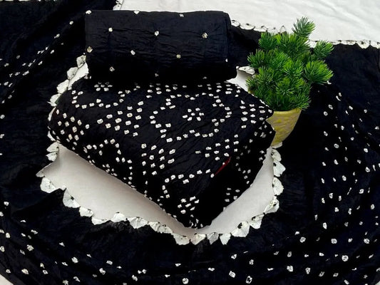 Cotton Self Color Hand Crafted Bandhani Dress Material (Unstitched) - Premium  from Ethenika.com - Just INR 1690! Shop now at Ethenika.com
