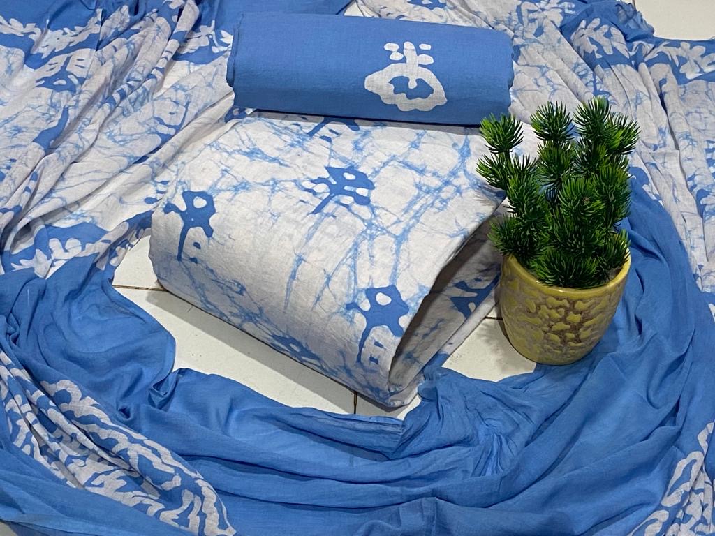 Cotton Hand Blocked Wax Batik Dress Material - Premium from Ethenika.com - Just INR 1390! Shop now at Ethenika.com