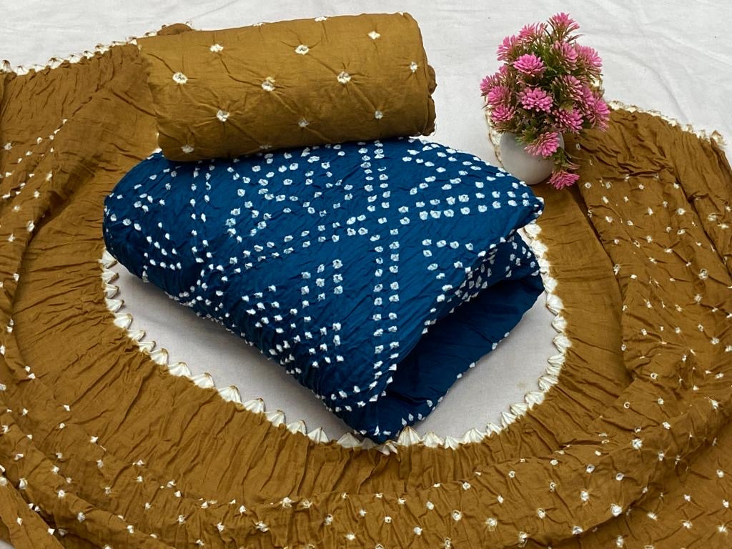 Soft Cotton Dual Contrast Kutch Bandhani Dress Material ( Unstitched) - Premium from Ethenika.com - Just INR 1690! Shop now at Ethenika.com