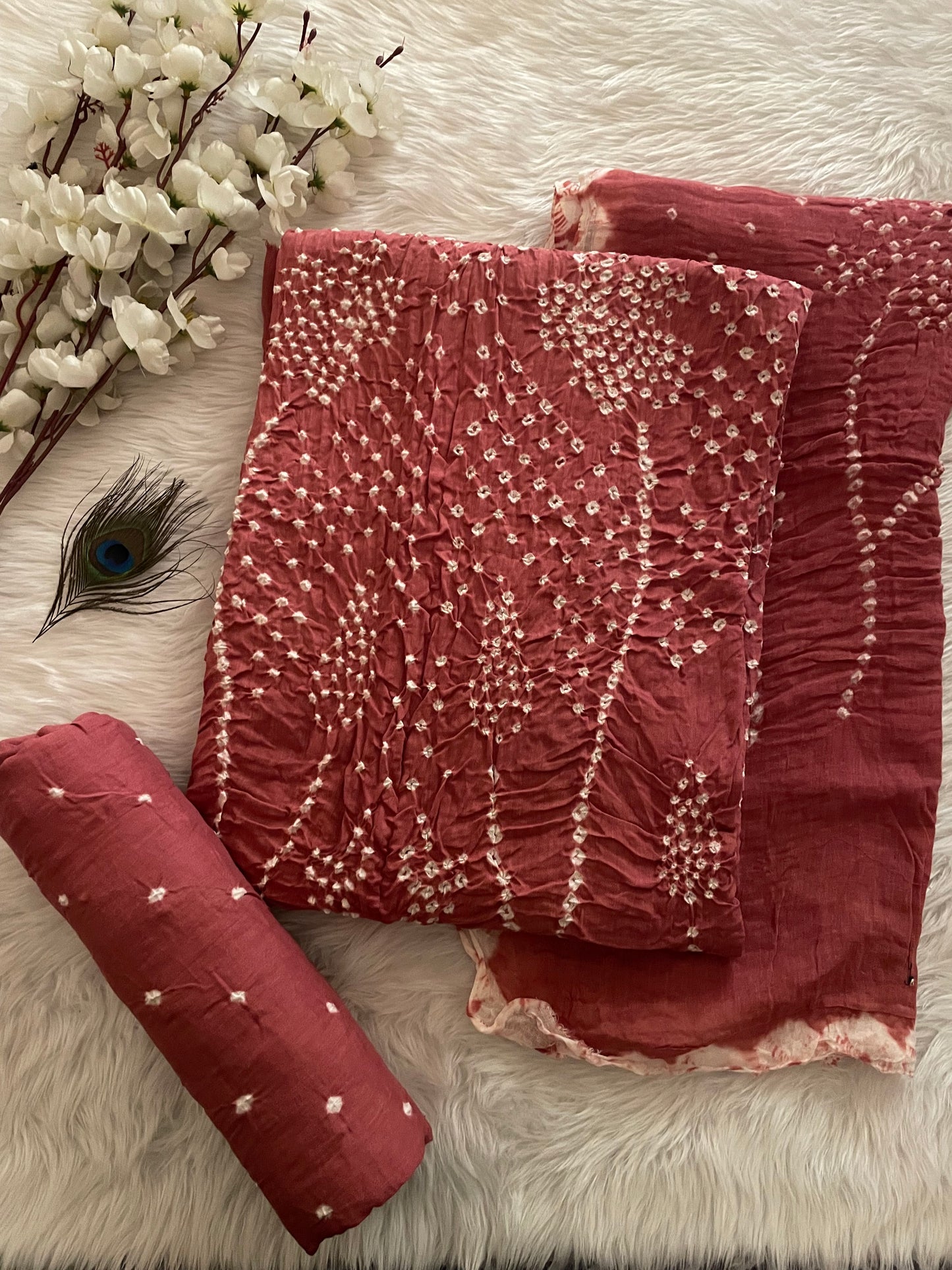 Cotton Satin Self Color Kutch Bandhani Dress Material (Unstitched) - Premium from Ethenika.com - Just INR 1690! Shop now at Ethenika.com