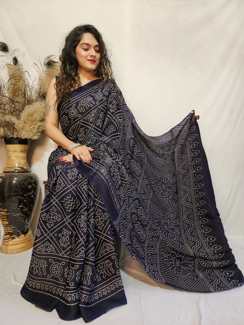 Modal Silk Bandhani Print Saree - Premium from Ethenika.com - Just INR 3490! Shop now at Ethenika.com