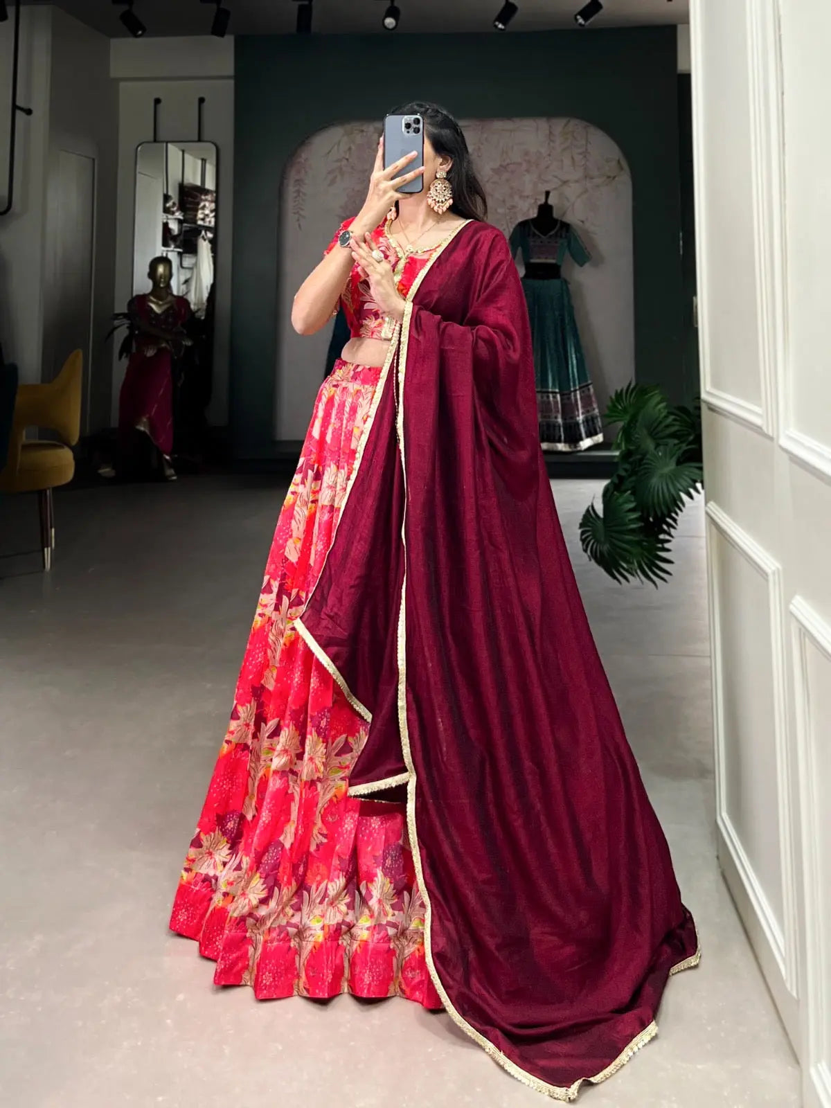 Tussar Silk Digital Printed Lehenga Choli - Premium from Ethenika.com - Just INR 4590! Shop now at Ethenika.com