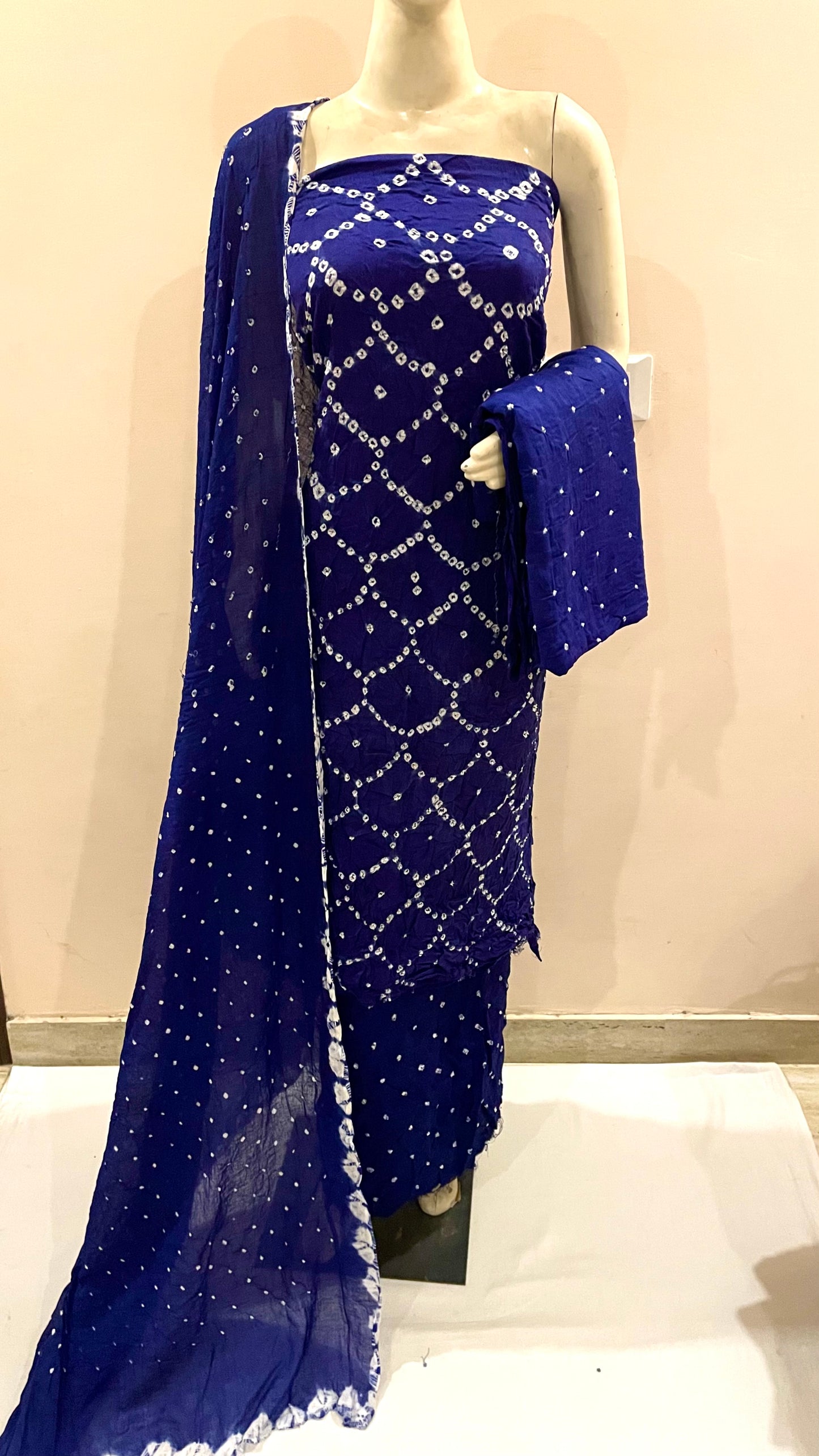 Cotton Satin Self Color Ethenika Cotton Bandhani Dress Material - Premium from Ethenika.com - Just INR 1790! Shop now at Ethenika.com