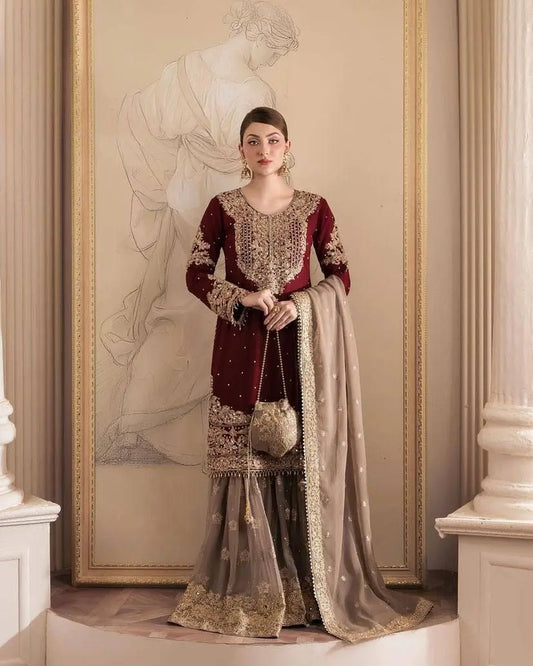 Georgette Sequence work Party Wear Kurti Sharara Dupatta Set - Premium  from Ethenika.com - Just INR 2990! Shop now at Ethenika.com