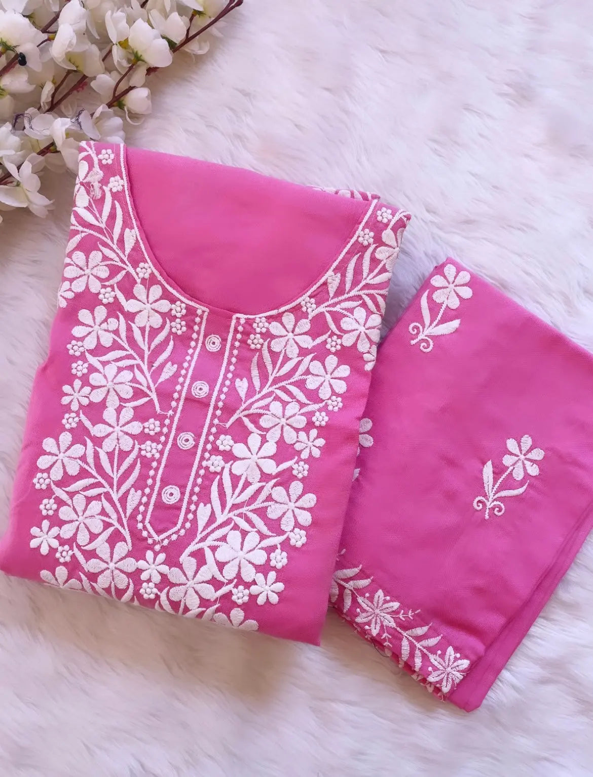 Cotton Thread Embroidery work Kurti Pant Set (Stitched) - Premium from Ethenika.com - Just INR 1590! Shop now at Ethenika.com